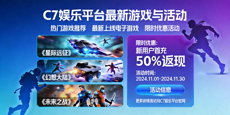C7娱乐平台最新游戏与活动宣传海报 - 热门游戏推荐，展示最新上线的电子游戏与限时优惠活动