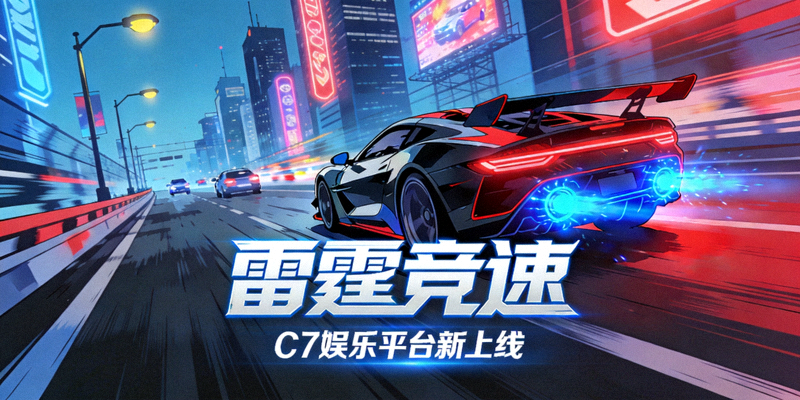 C7娱乐平台新上线竞速游戏《雷霆竞速》游戏画面 - 高速赛车在都市赛道上飞驰