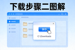 下载步骤二图解：显示浏览器下载提示框，用户点击保存文件到本地文件夹