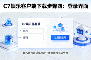 下载步骤四图解：C7娱乐客户端登录界面，用户输入账号密码或点击注册新账号